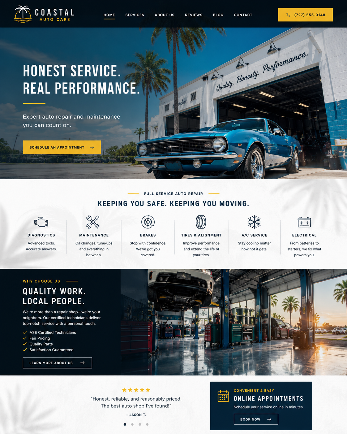 Auto repair website mockup