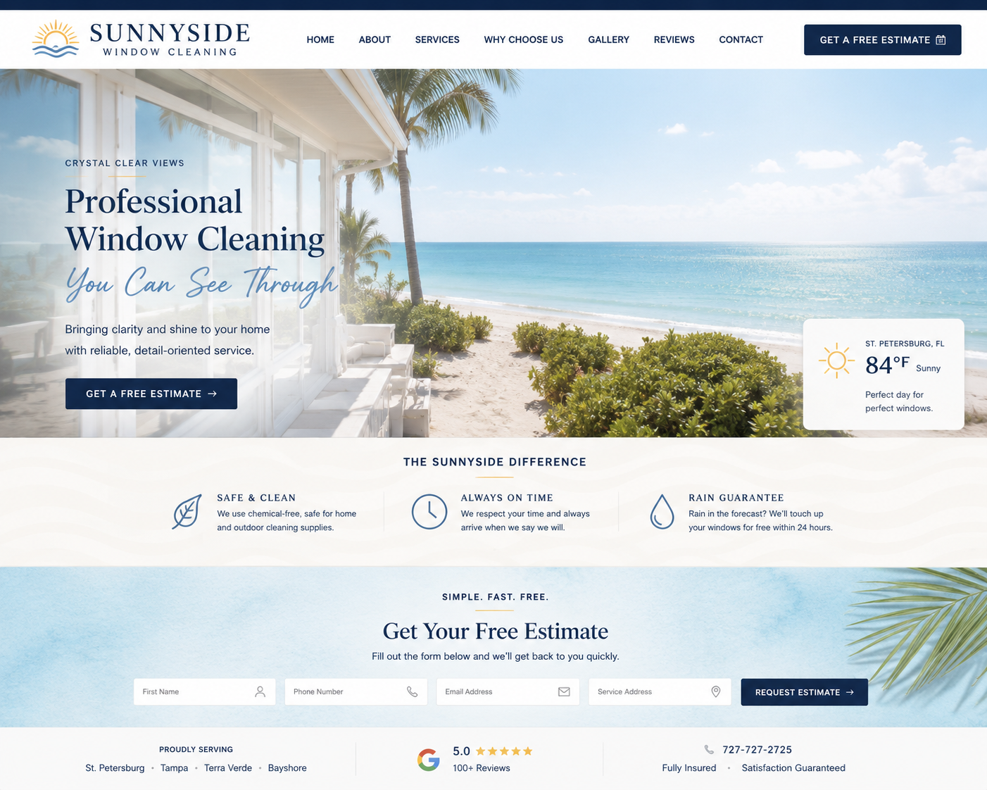 Window cleaning website mockup